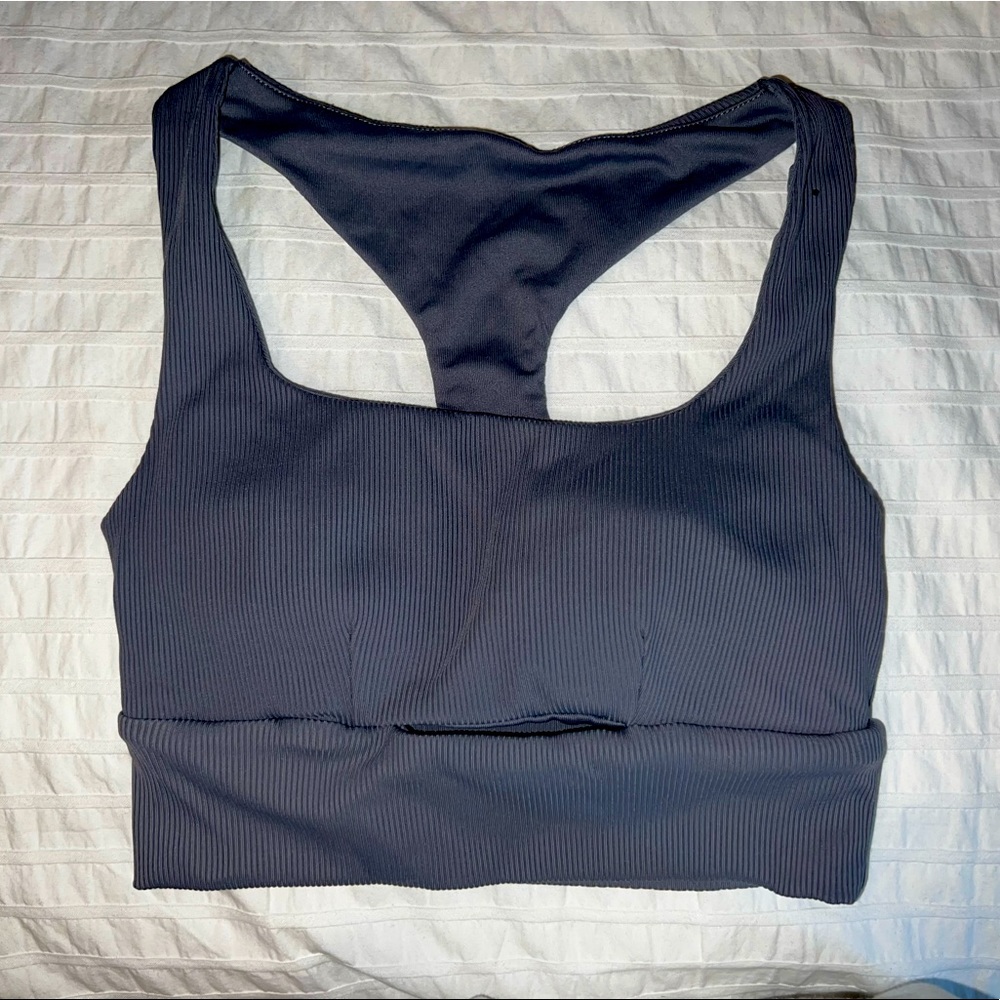 Cotton On Body Gray Cutout Racerback Sports Bra